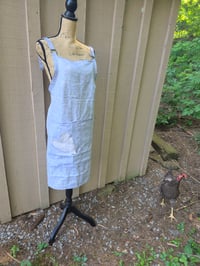 Image 4 of Linen Crossover Apron with heart patch pocket