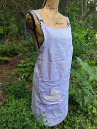 Image 1 of Linen Crossover Apron with heart patch pocket