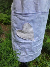 Image 7 of Linen Crossover Apron with heart patch pocket