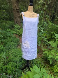 Image 2 of Linen Crossover Apron with heart patch pocket