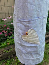 Image 3 of Linen Crossover Apron with heart patch pocket