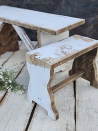 Image 3 of SET  Stool & bench  white vintage 85x29