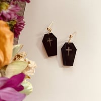 Spooky Black Coffin Dangle Earrings