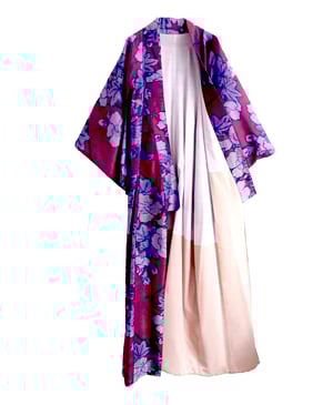 Image of Copy of Kimono dame af kobaltblå silke m meisen vævning