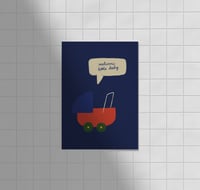 Image 1 of Postkarte - Kinderwagen / Blau