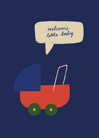 Image 2 of Postkarte - Kinderwagen / Blau