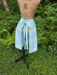 Image 2 of Linen Half Apron in Soft Pastel Stripes