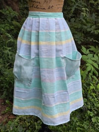 Image 3 of Linen Half Apron in Soft Pastel Stripes