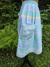 Image 4 of Linen Half Apron in Soft Pastel Stripes