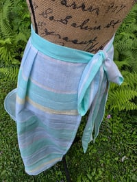 Image 7 of Linen Half Apron in Soft Pastel Stripes