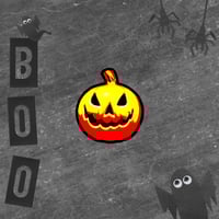 Image 2 of Stickers - Jack O Lantern Vintage Red-Yellow