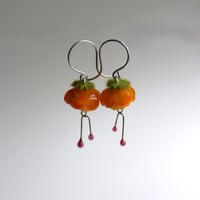 Image 1 of Hanging Flower earrings (golden)