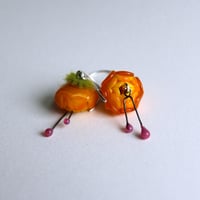 Image 2 of Hanging Flower earrings (golden)