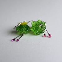 Image 2 of Hanging Flower earrings (clear green)