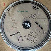 Image 1 of Signed drum head with TRAMPOLENE logo