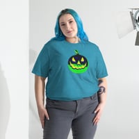 Image 4 of Short Sleeved T-shirt (Adult M/F) - Jack O Lantern Vintage Green-Black