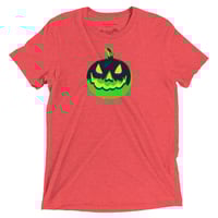 Image 20 of Short Sleeved T-shirt (Adult M/F) - Jack O Lantern Vintage Green-Black