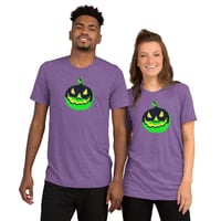 Image 8 of Short Sleeved T-shirt (Adult M/F) - Jack O Lantern Vintage Green-Black
