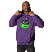 Image 4 of Long Sleeve Hoodie (Adult M/F) - Jack O Lantern Vintage Green-Black