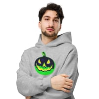 Image 3 of Long Sleeve Oversized Hoodie (Adult M/F) - Jack O Lantern Vintage Green- Black