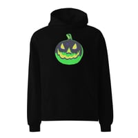Image 5 of Long Sleeve Oversized Hoodie (Adult M/F) - Jack O Lantern Vintage Green- Black