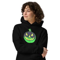 Image 4 of Long Sleeve Oversized Hoodie (Adult M/F) - Jack O Lantern Vintage Green- Black
