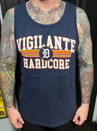 Image 2 of Vigilante (Detroit Tigers rip) navy blue tank top