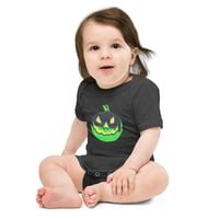 Image 7 of Baby Short Sleeve Onesie - Jack O Lantern Vintage Green-Black