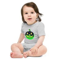 Image 9 of Baby Short Sleeve Onesie - Jack O Lantern Vintage Green-Black
