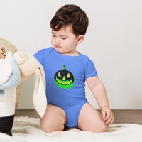 Image 11 of Baby Short Sleeve Onesie - Jack O Lantern Vintage Green-Black