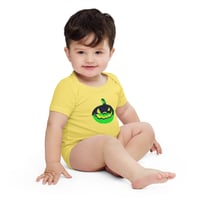 Image 4 of Baby Short Sleeve Onesie - Jack O Lantern Vintage Green-Black