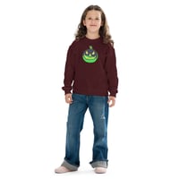 Image 4 of Youth Crewneck Sweatshirt - Jack O Lantern Vintage Green-Black