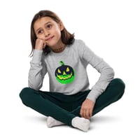 Image 7 of Youth Long Sleeve Tee - Jack O Lantern Vintage Green-Black