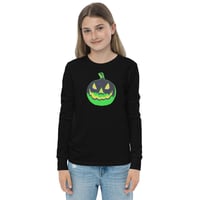 Image 5 of Youth Long Sleeve Tee - Jack O Lantern Vintage Green-Black