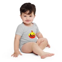 Image 1 of Baby Short Sleeve Onesie - Jack O Lantern Vintage Red-Yellow