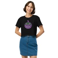 Image 7 of Crop top - Jack O Lantern Retro Purple Glow