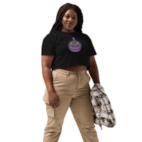 Image 4 of Crop top - Jack O Lantern Retro Purple Glow
