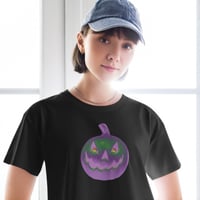 Image 8 of Crop top - Jack O Lantern Retro Purple Glow