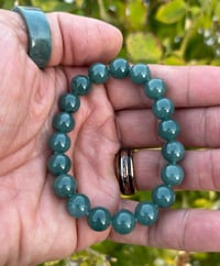 Image 3 of 10mm Blue/Green Guatemalan Jade Stretch Bracelet