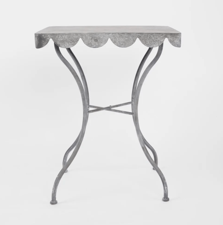 Image of Zinc Scalloped Edge Table 