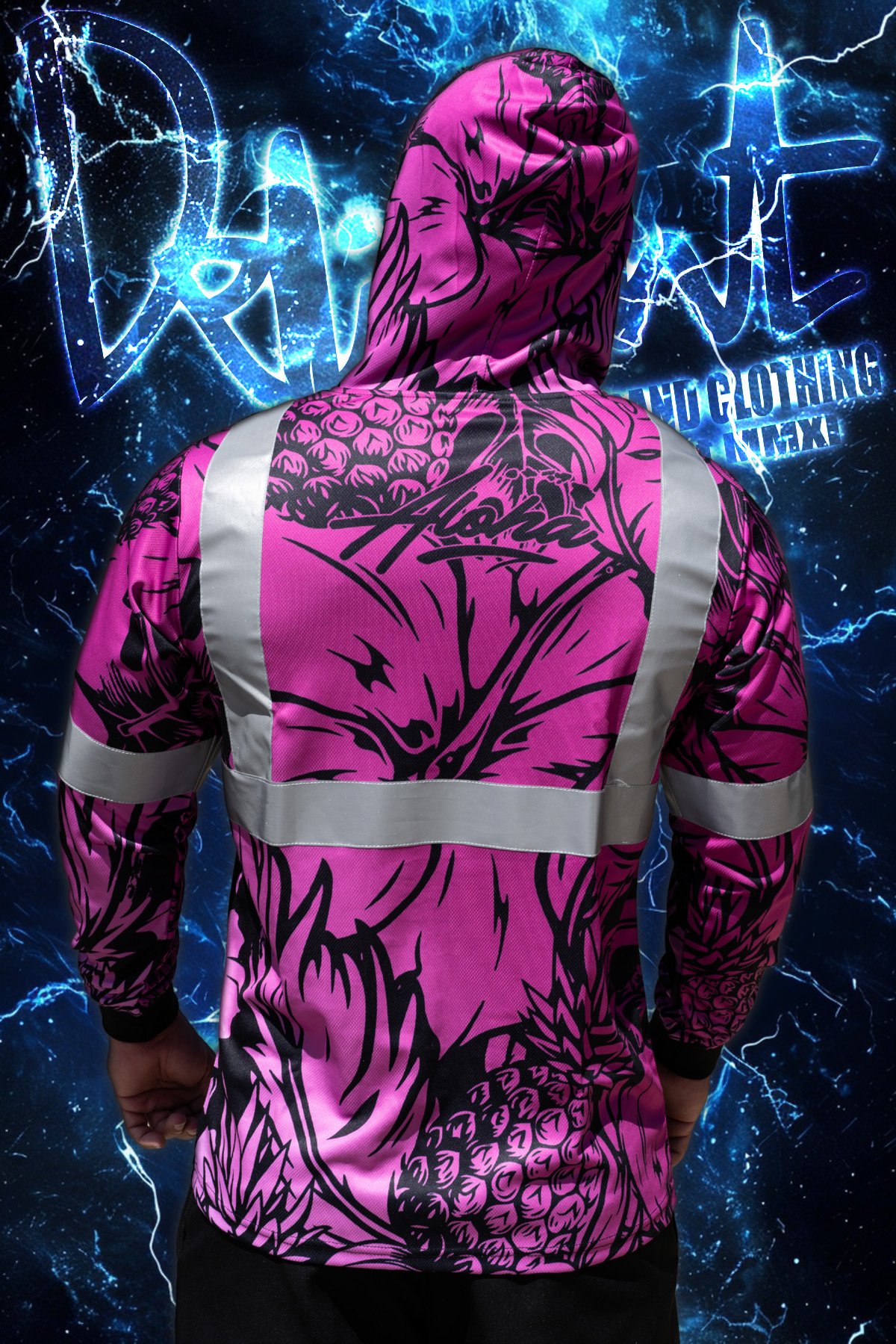 Delight Hawaii - Rogue Purple/Black Pineapple (Mesh) Hooded Long Sleeve