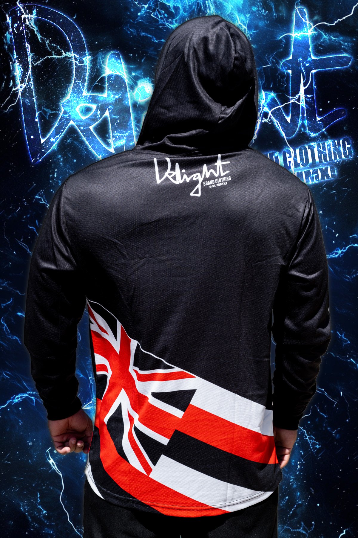 Aloha Islands Half-Flag (Red White Black) Hooded Long Sleeve