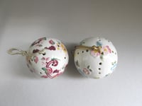 Image 5 of Pair of Vintage Floris London Pomanders, Pottery Ball Shape w/ Floral Decor H ~7.3cm 