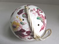 Image 9 of Pair of Vintage Floris London Pomanders, Pottery Ball Shape w/ Floral Decor H ~7.3cm 