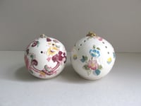 Image 3 of Pair of Vintage Floris London Pomanders, Pottery Ball Shape w/ Floral Decor H ~7.3cm 