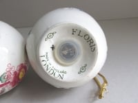Image 8 of Pair of Vintage Floris London Pomanders, Pottery Ball Shape w/ Floral Decor H ~7.3cm 