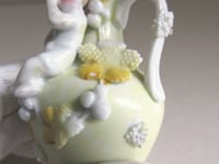Image 24 of Pair of Antique Miniature Jug Ornaments, Baby Figurines and Leaf Decor, H 8.3cm, small chips/wear 