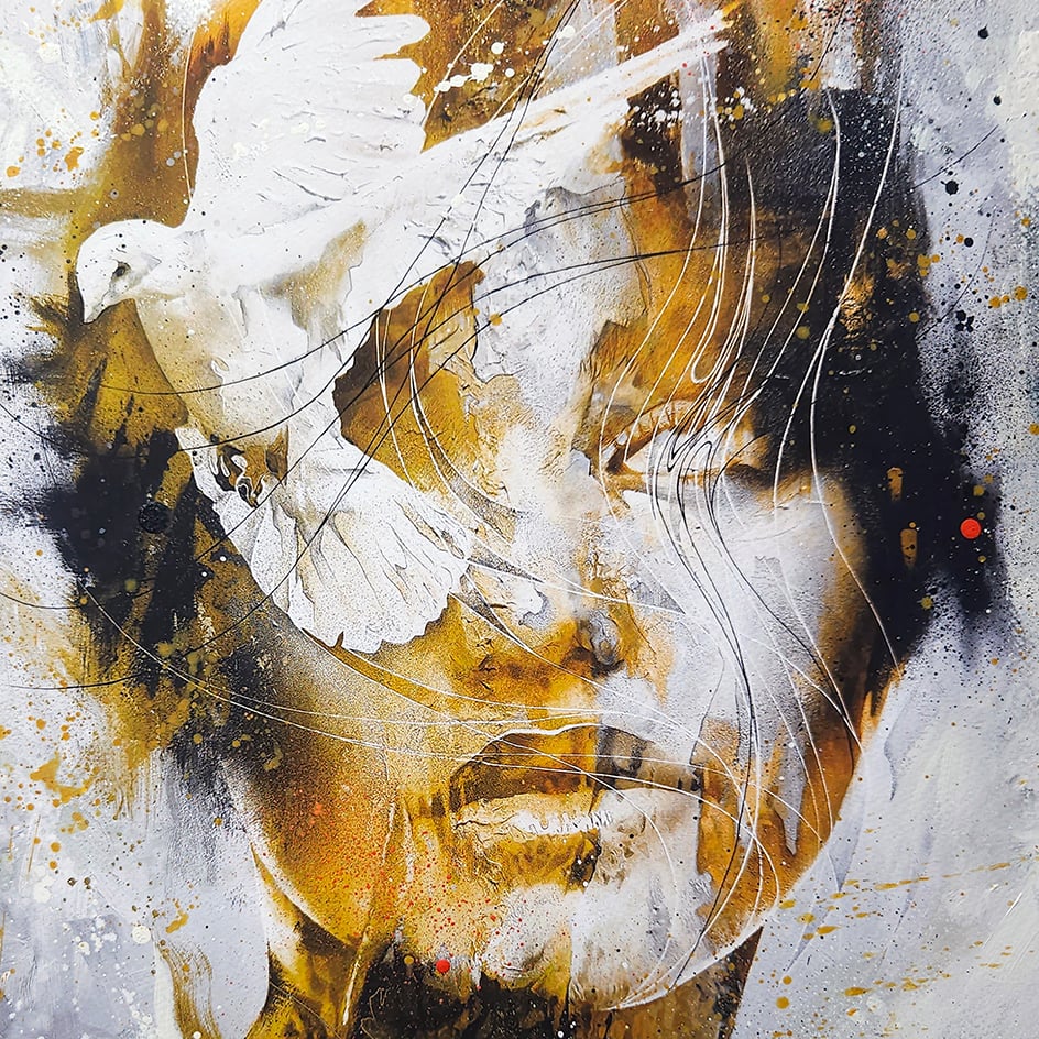 "Threads Of Gold" 1/1 UNIQUE - Mixed Media on paper - FREE WORLDWIDE SHIPPING!!!