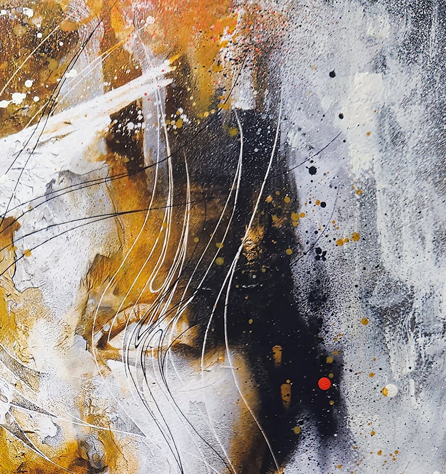 "Threads Of Gold" 1/1 UNIQUE - Mixed Media on paper - FREE WORLDWIDE SHIPPING!!!