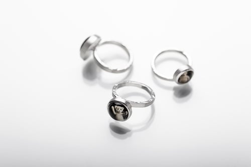 Image of "Friendfhip..." silver bear's rings with photos and rock crystals  · VITAE SAL AMICITIA ·